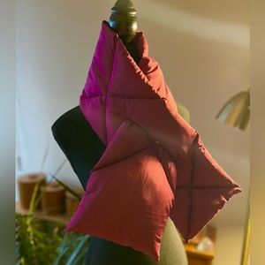 Burgundy White Stuff puffer scarf.